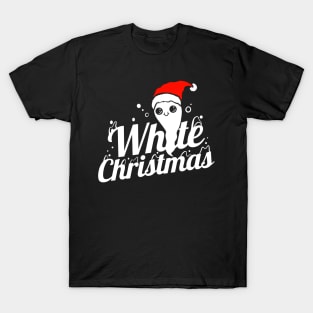 Cute Ghost With Santa Hat Brings White Christmas Halloween T-Shirt